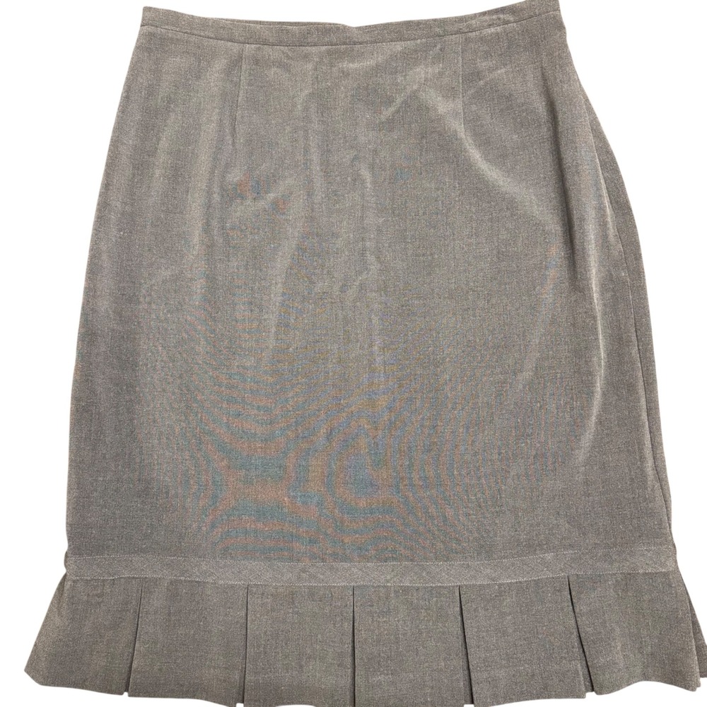 NYCC Gray Pleated Drop Hem Pencil‎ Skirt Sz 10 Professional Workwear Knee Length